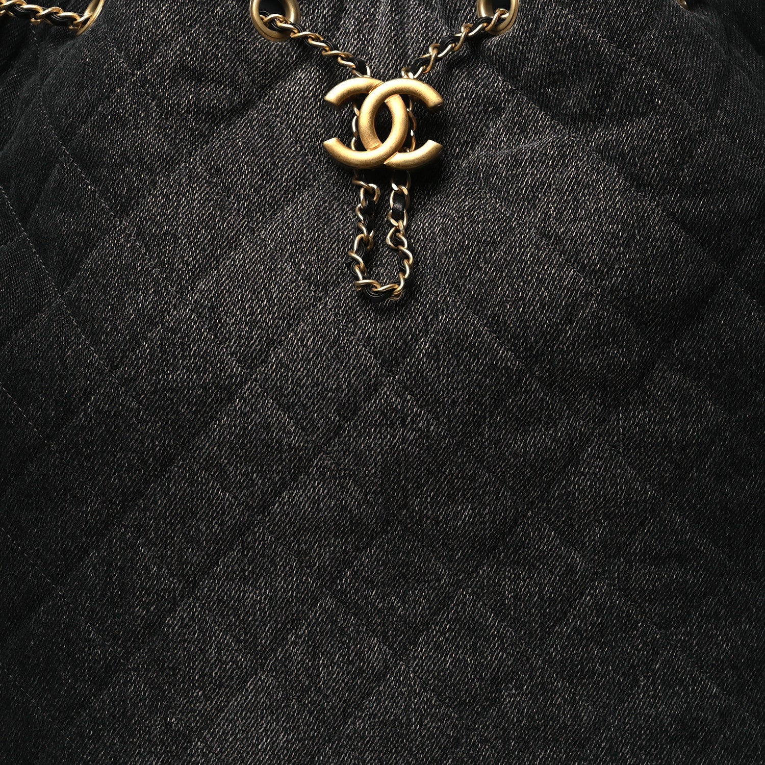 Chanel Washed Denim Quilted Large Chanel 25 Handbag Black 9 of 12