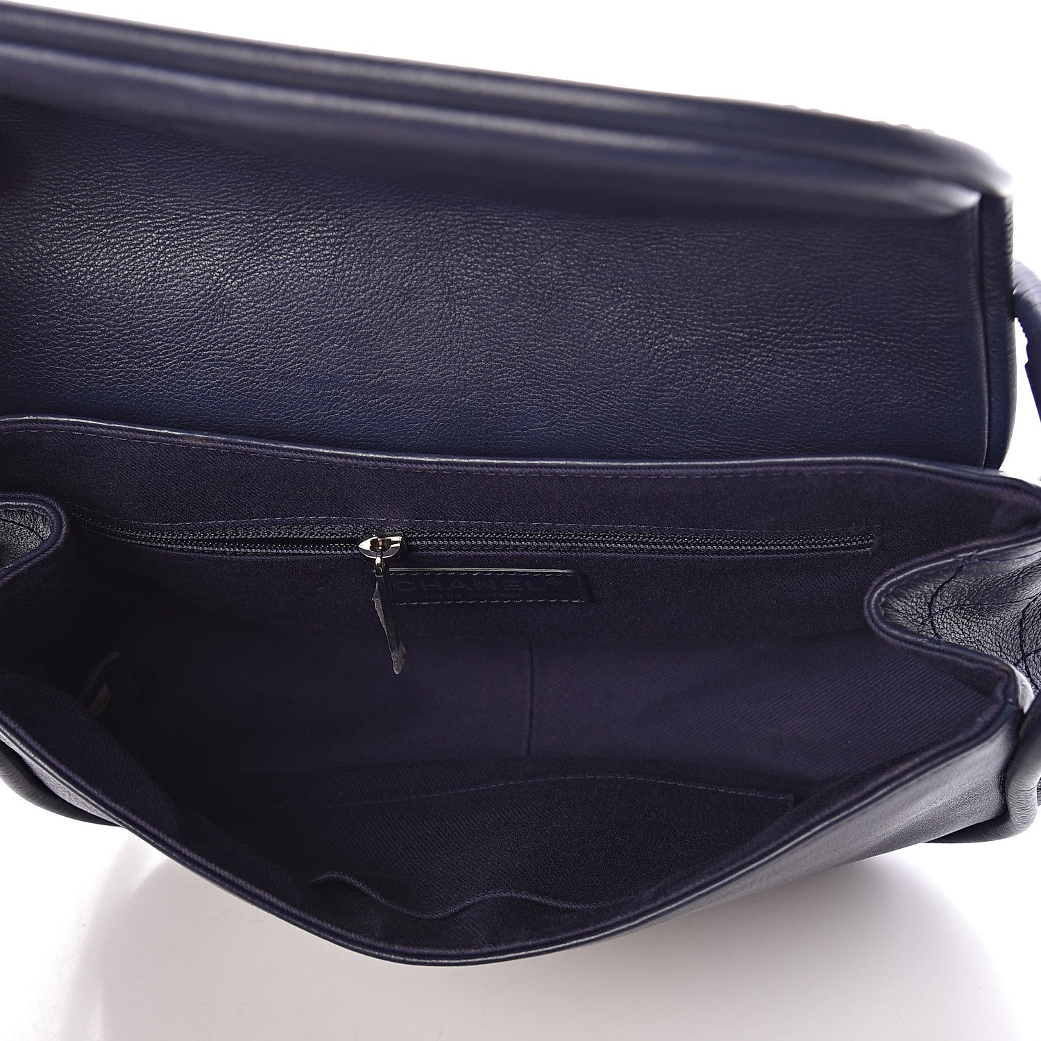 Chanel Calfskin Stitched Flap Bag Navy 5 of 10