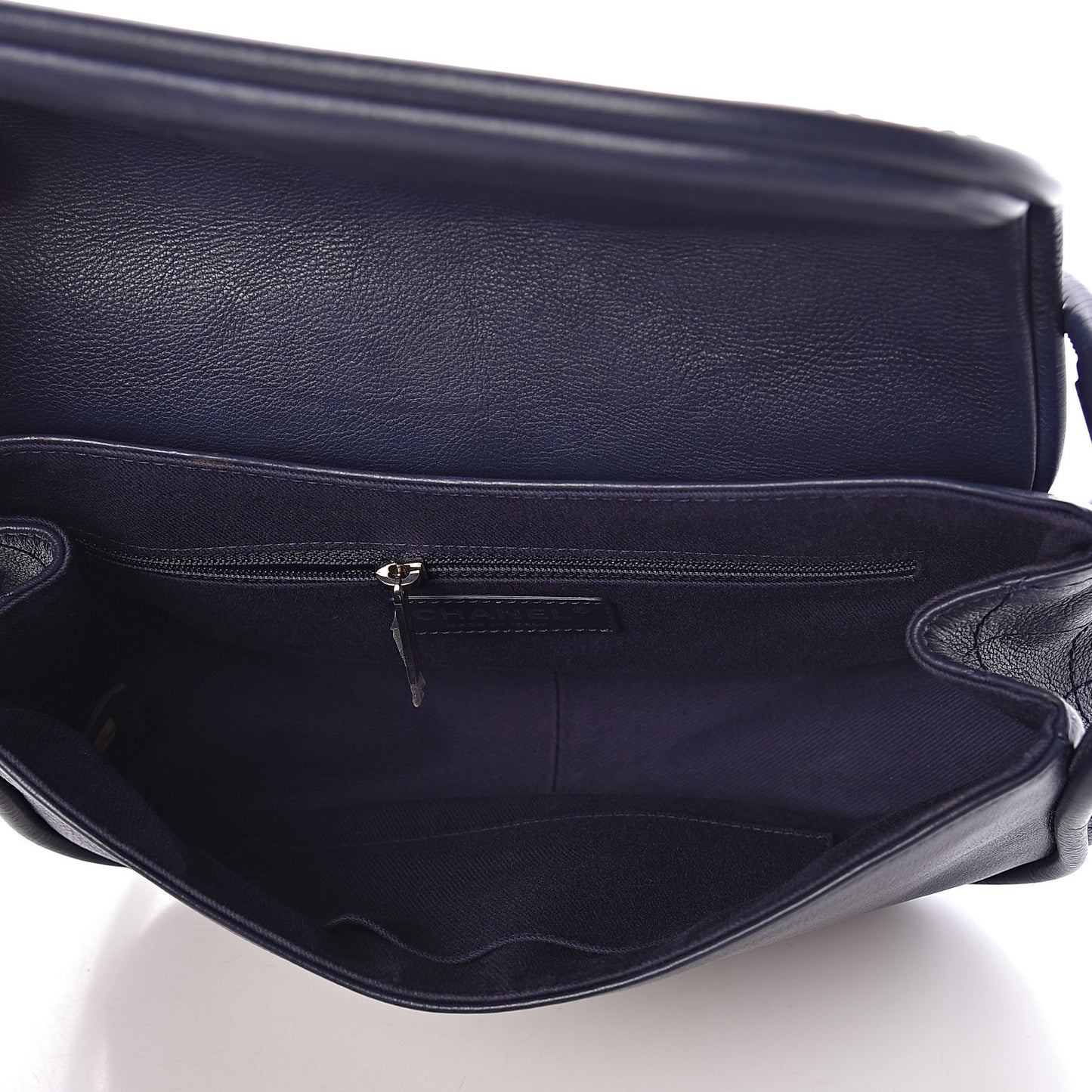 Calfskin Stitched Flap Bag Navy