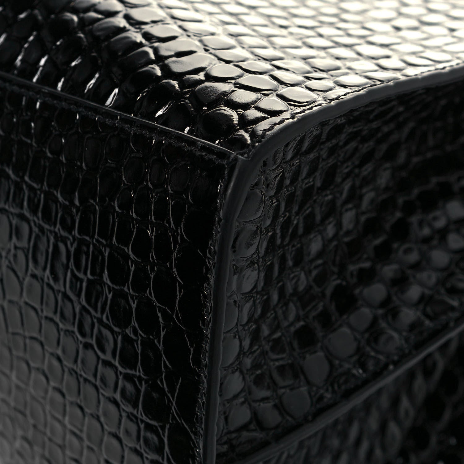 Balenciaga Shiny Supple Calfskin Crocodile Embossed Brass Hardware Neo Classic City Black 8 of 11
