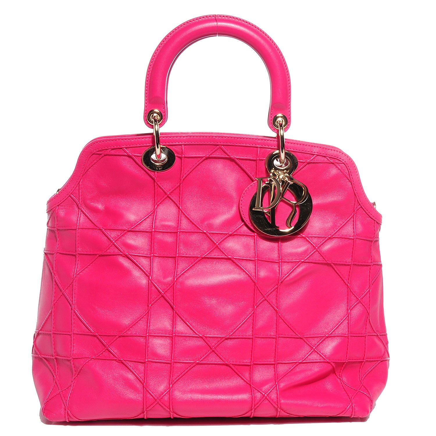 Christian Dior Lambskin Cannage Medium Granville Tote Fuchsia 1 of 8