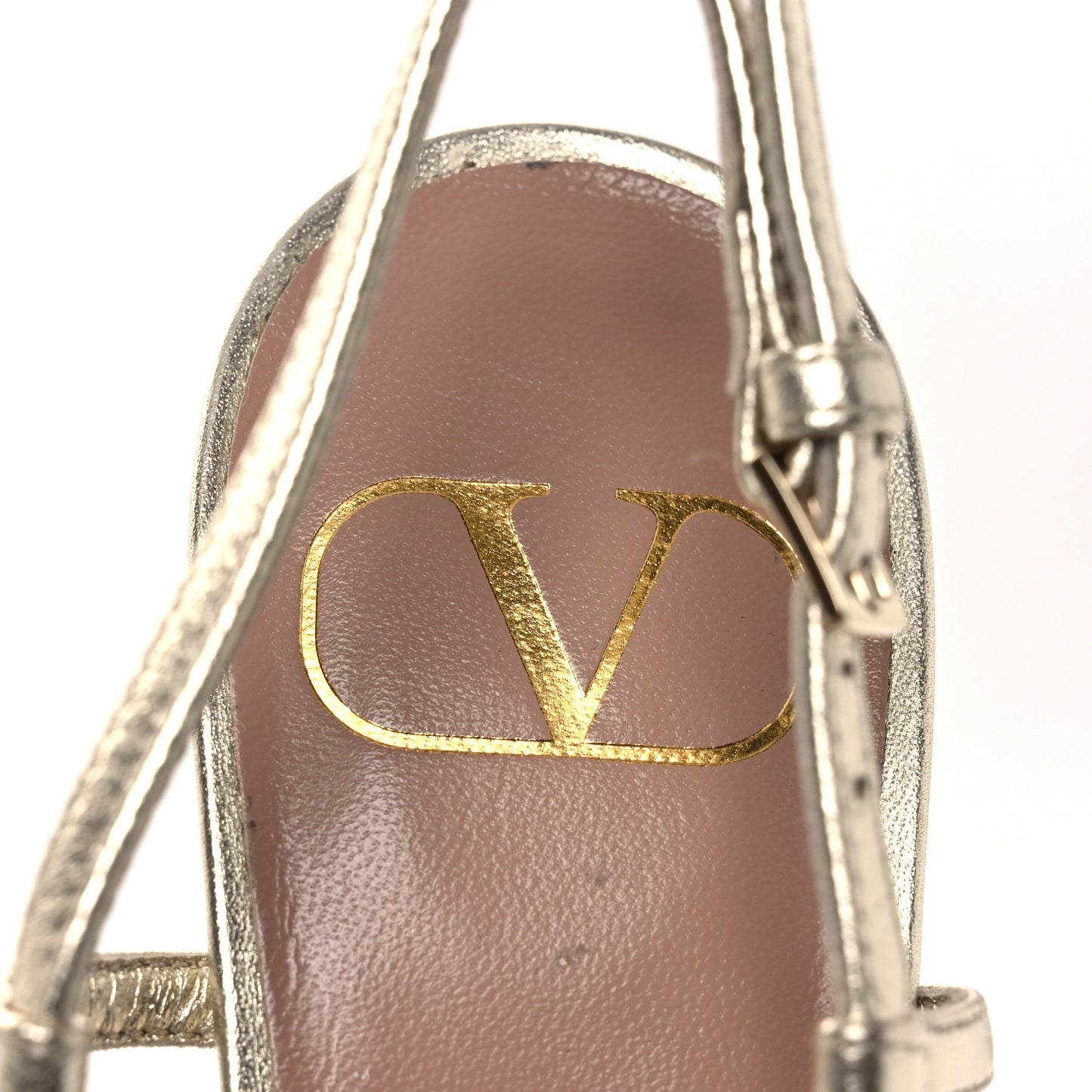 Metallic Raffia Calfskin Vlogo Slingback 80mm Pumps 37.5 Gold Silver