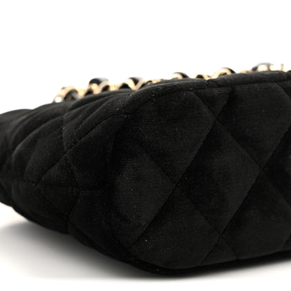 Chanel Velvet Quilted Shiny Coco Clutch With Chain Black 9 of 11