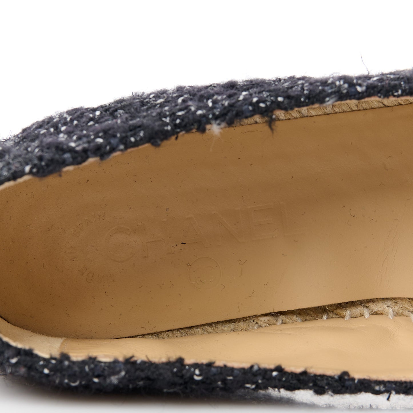 Metallic Lambskin Tweed CC Espadrilles 41 Black Silver