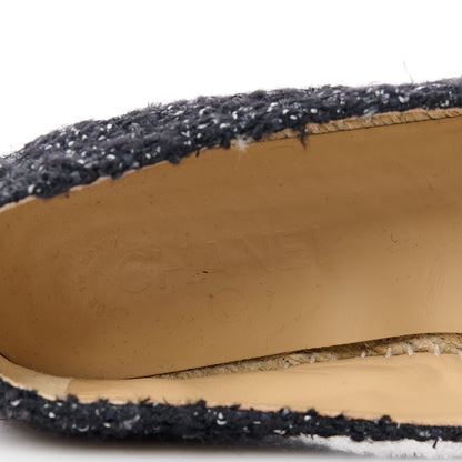 Chanel Metallic Lambskin Tweed CC Espadrilles 41 Black Silver 9 of 13