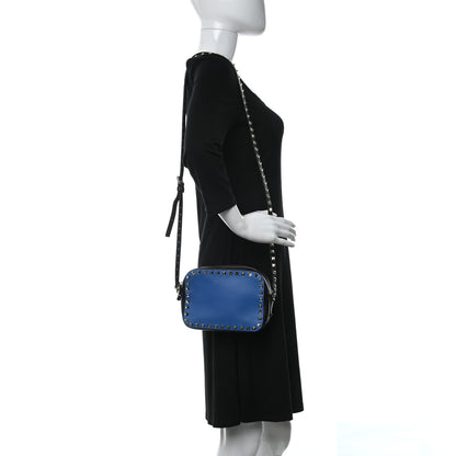 Valentino Garavani Calfskin Rockstud Camera Crossbody Bag Blue Black 2 of 8