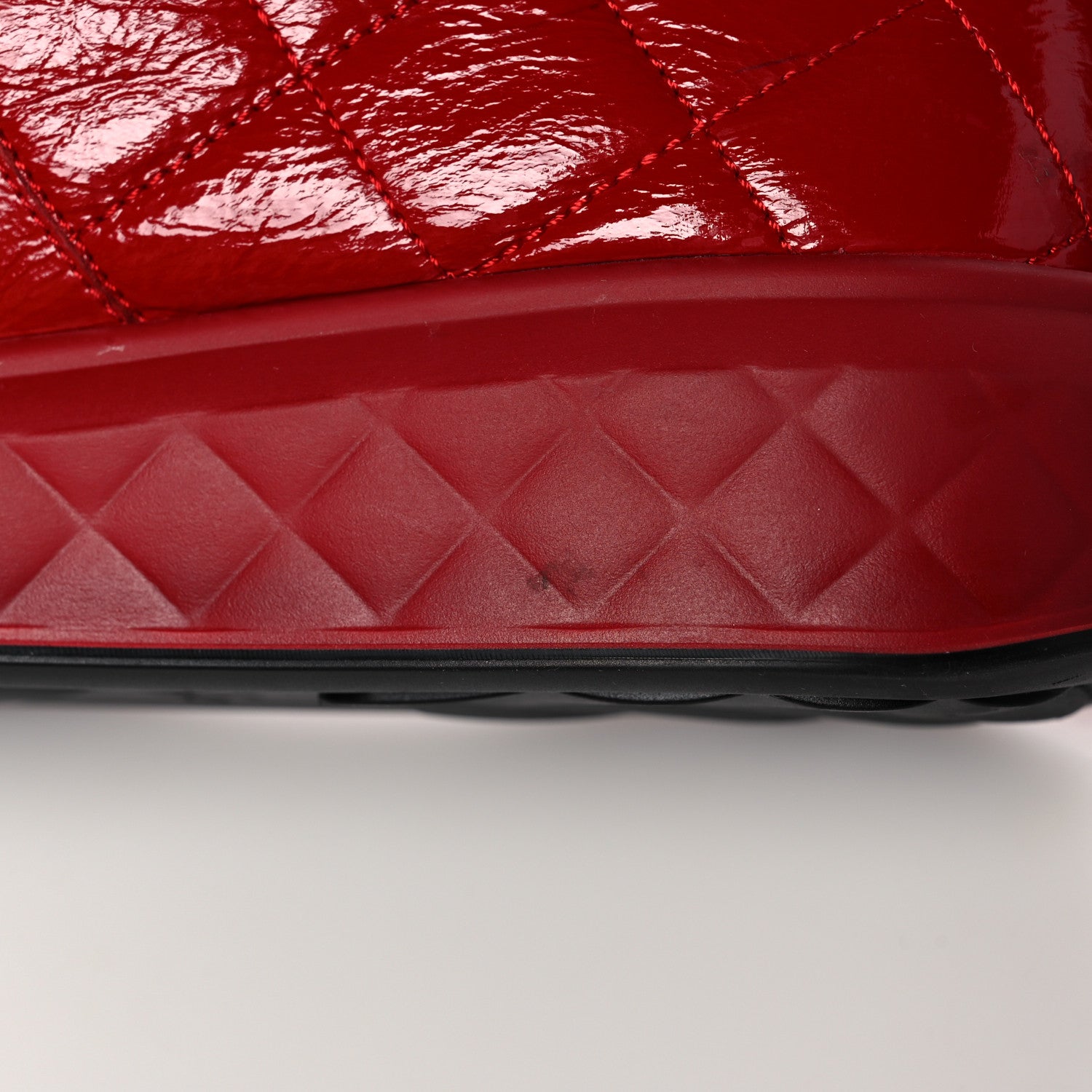Chanel Patent Calfskin Quilted Womens High Top Sneakers 39 Red 9 of 11