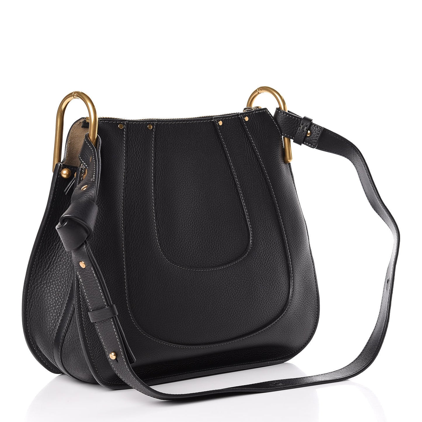 Grained Calfskin Small Hayley Hobo Black