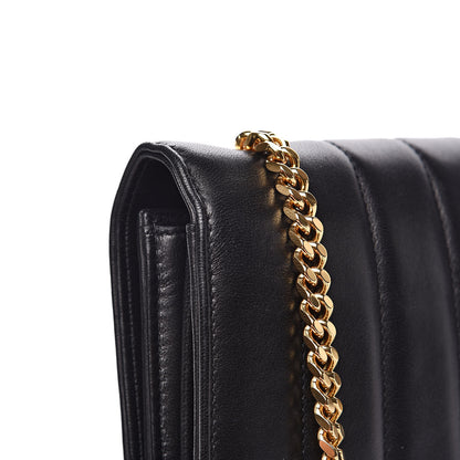 Saint Laurent Lambskin Matelasse Monogram Vicky Chain Wallet Black 10 of 13