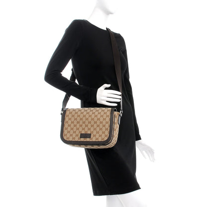 Gucci Monogram Flap Messenger Bag Beige Dark Brown 2 of 7