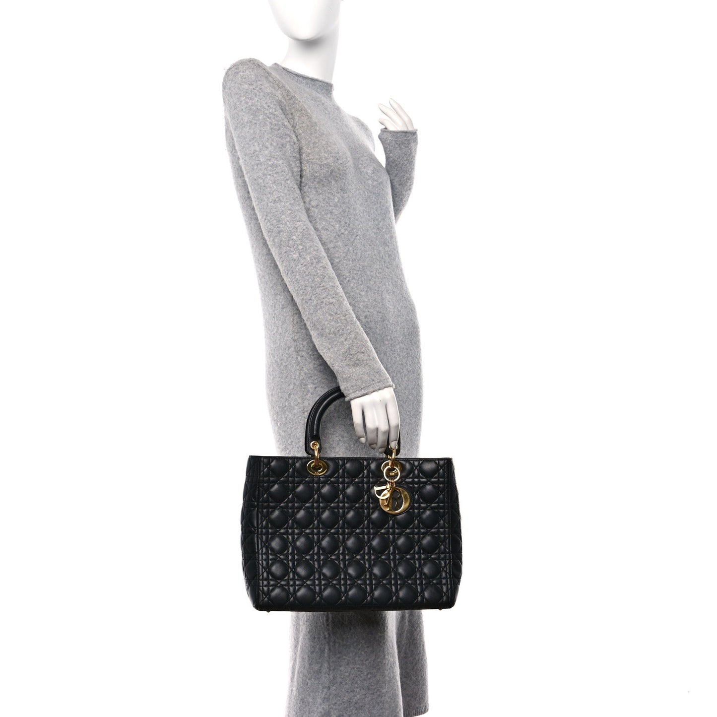 Lambskin Cannage Large Lady Dior Black