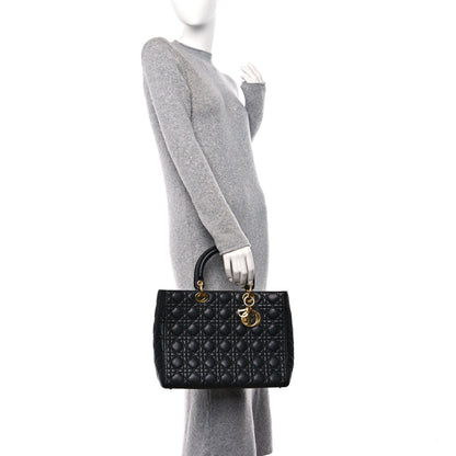 Christian Dior Lambskin Cannage Large Lady Dior Black 2 of 12