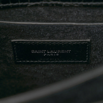 Saint Laurent Calfskin Crocodile Embossed Medium Monogram Sunset Black 6 of 10