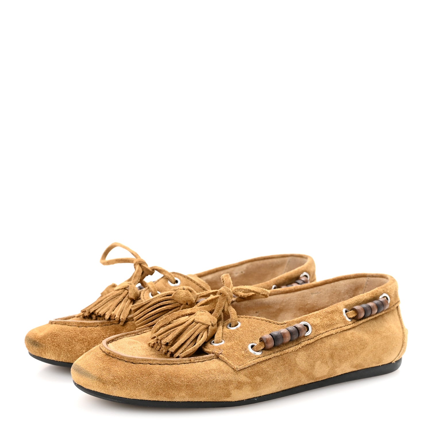 Miu Miu Suede Tassel Loafers 37 Olive Green 1775314 – FASHIONPHILE
