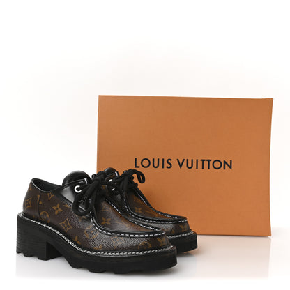 Louis Vuitton Monogram Calfskin Beaubourg Platform Derby Shoes 38 Brown 9 of 9