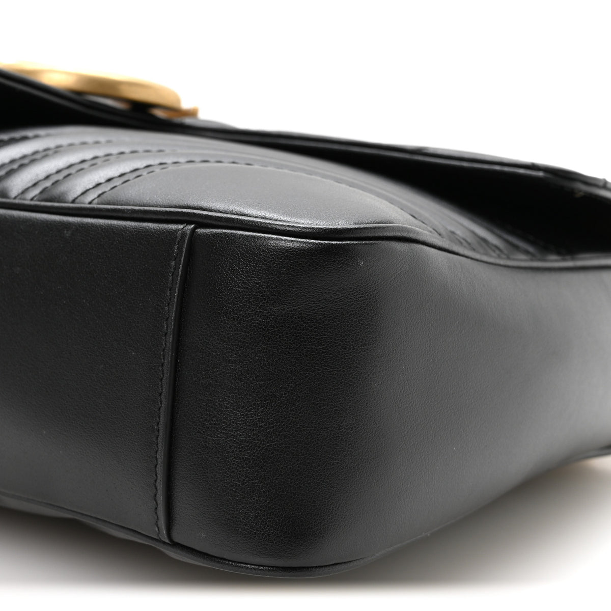 Gucci Calfskin Matelasse Medium GG Marmont Shoulder Bag Black 10 of 11