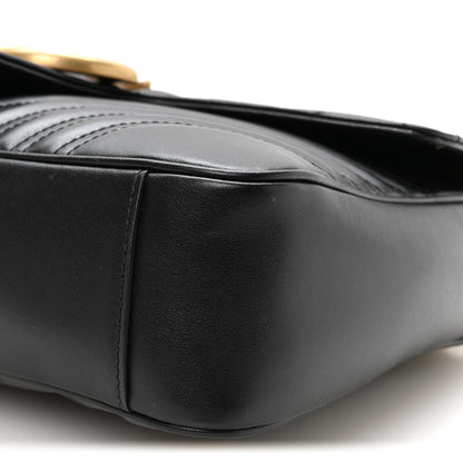 Gucci Calfskin Matelasse Medium GG Marmont Shoulder Bag Black 10 of 11