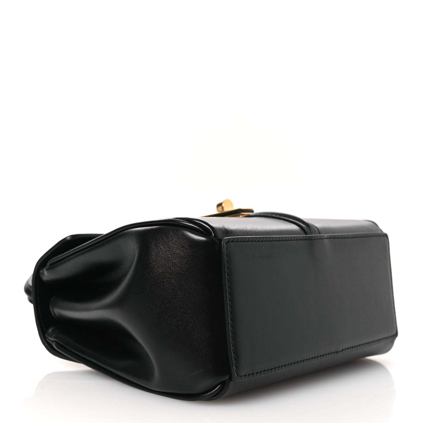 Satinated Calfskin Mini 16 Top Handle Bag Black