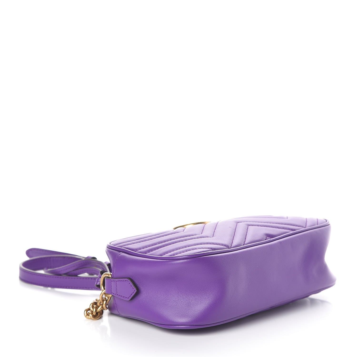 Gucci Calfskin Matelasse Small GG Marmont Chain Shoulder Bag Shine Purple 5 of 11