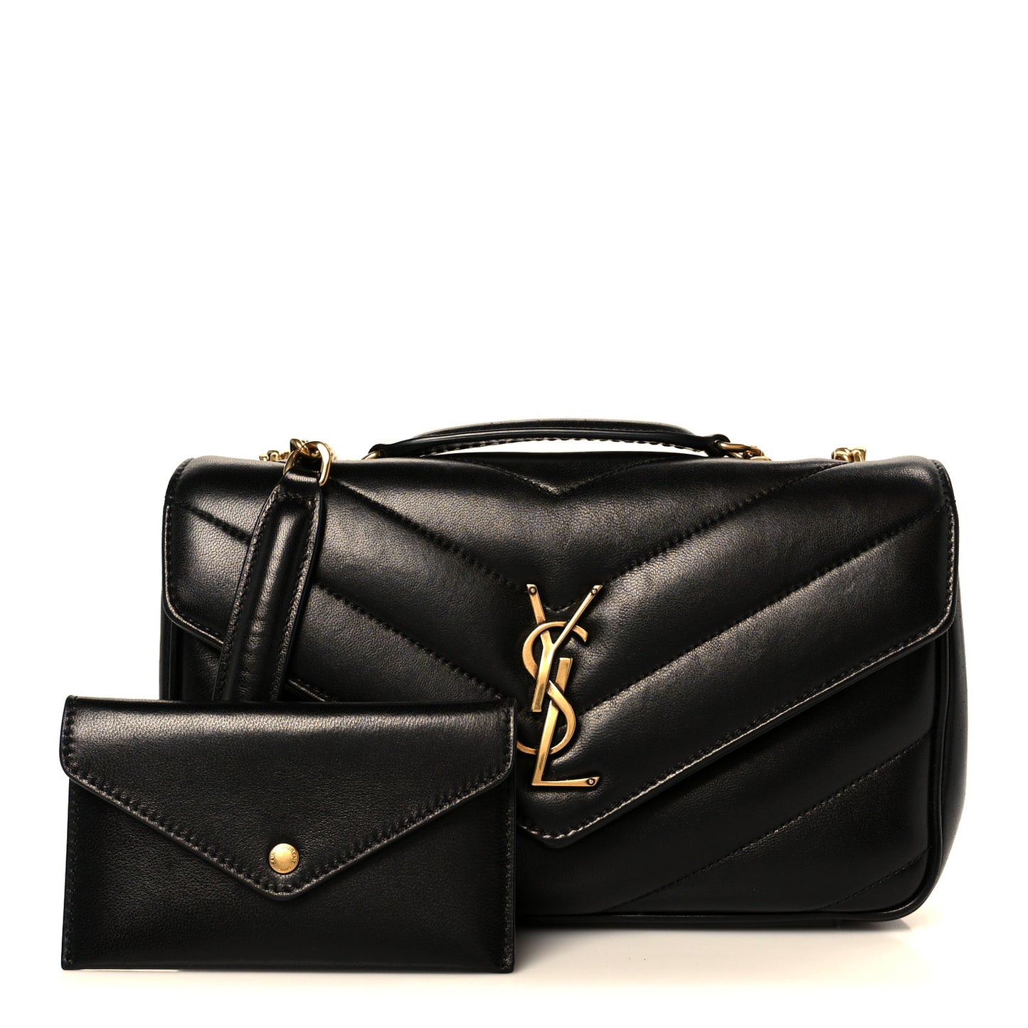 Lambskin Chevron Quilted Small Loulou Black
