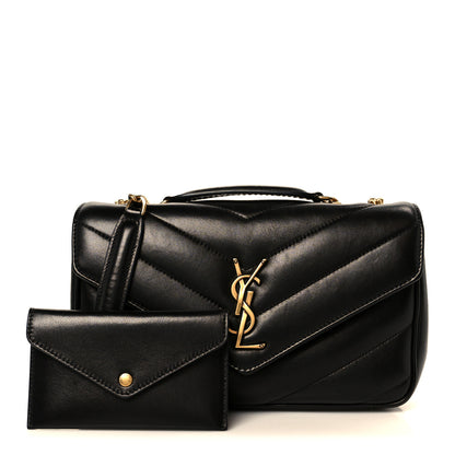 Saint Laurent Lambskin Chevron Quilted Small Loulou Black 4 of 15