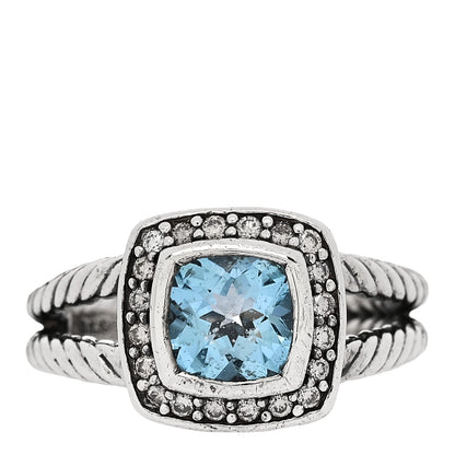 David Yurman Sterling Silver Diamond Blue Topaz 7mm Petite Albion Ring 53 6.5 1 of 5
