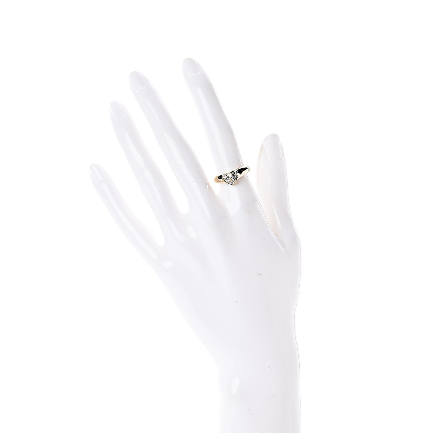 18K Yellow Gold Diamond Heart Band Ring 49 5