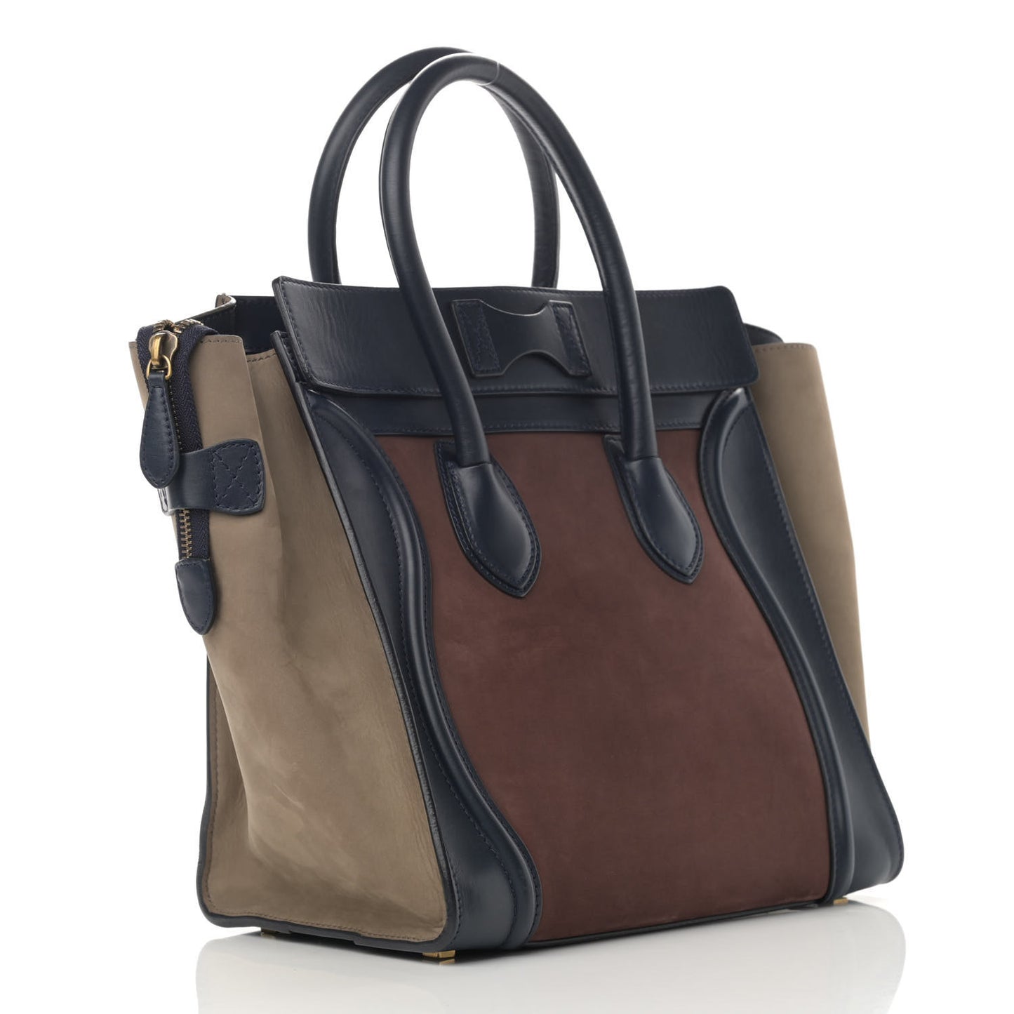Nubuck Smooth Calfskin Mini Tri-Color Luggage Marron