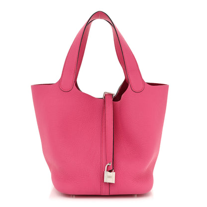 Hermes Taurillon Maurice Picotin Lock 22 MM Rose Shocking 1 of 11