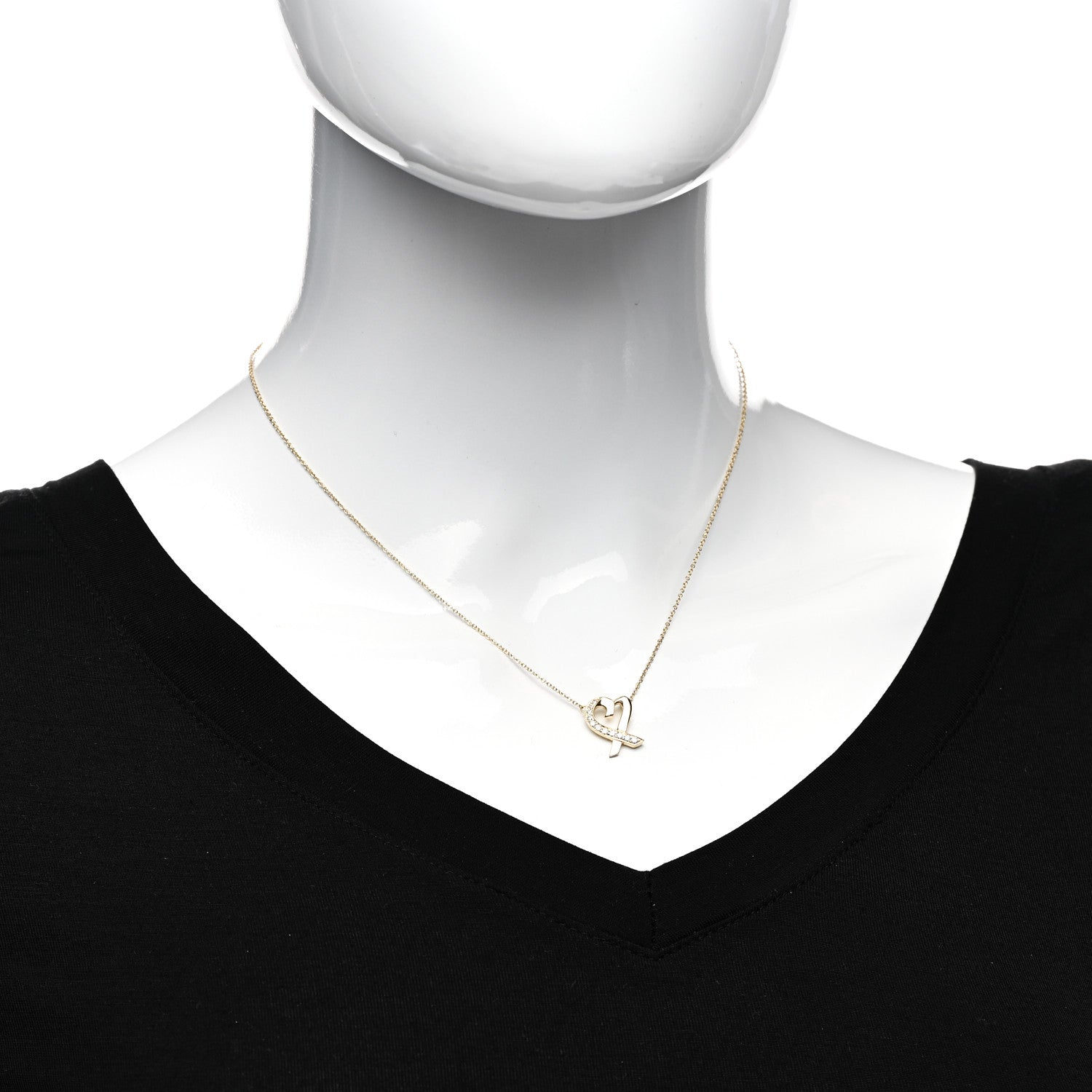 Tiffany 18K Yellow Gold Diamond Small Paloma Picasso Loving Heart Pendant Necklace 2 of 4