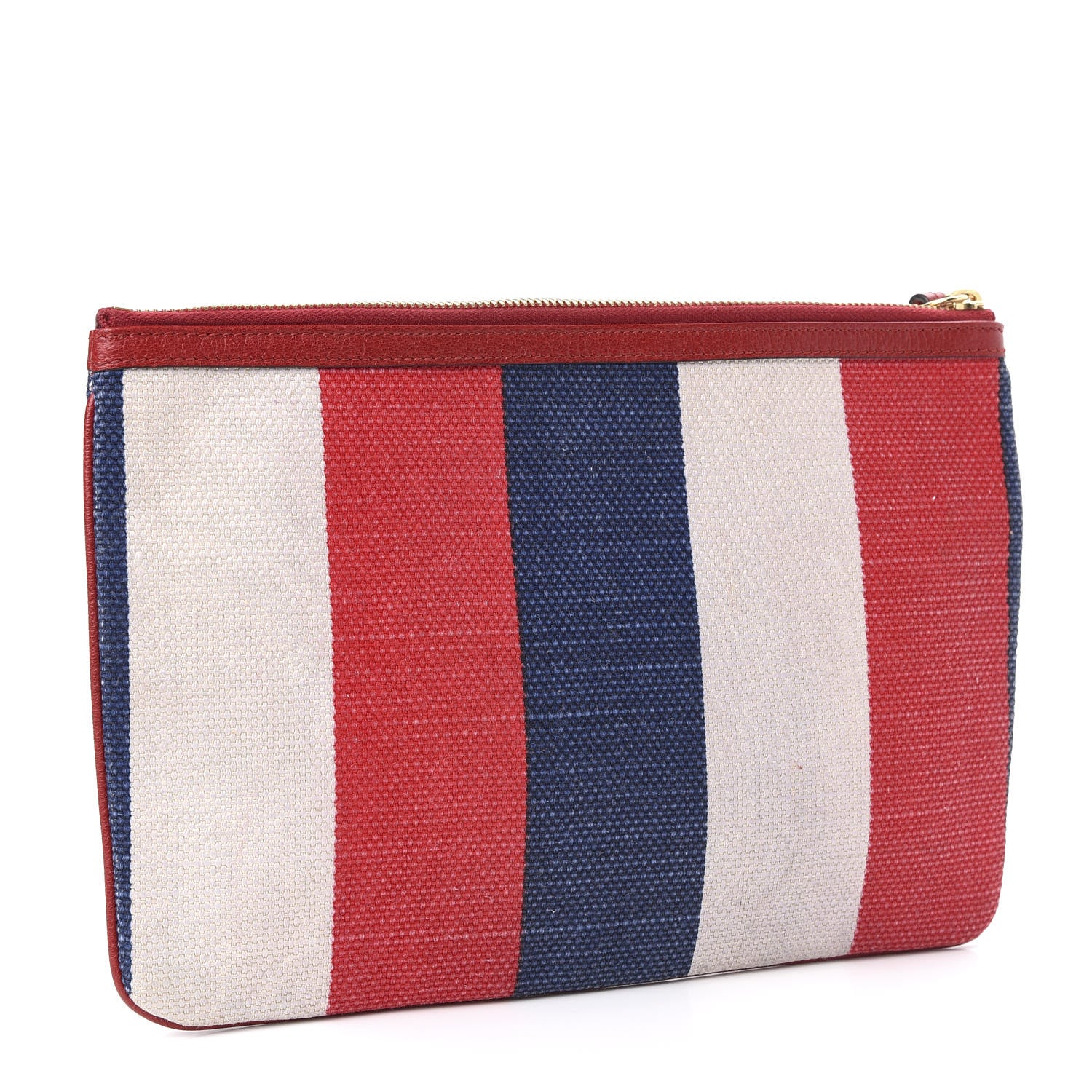Gucci Canvas Sylvie Stripe Logo Zip Pouch Mystic White Hibiscus Red Maritime 3 of 7
