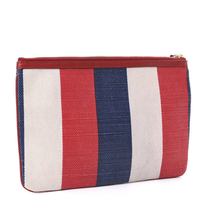 Gucci Canvas Sylvie Stripe Logo Zip Pouch Mystic White Hibiscus Red Maritime 3 of 7