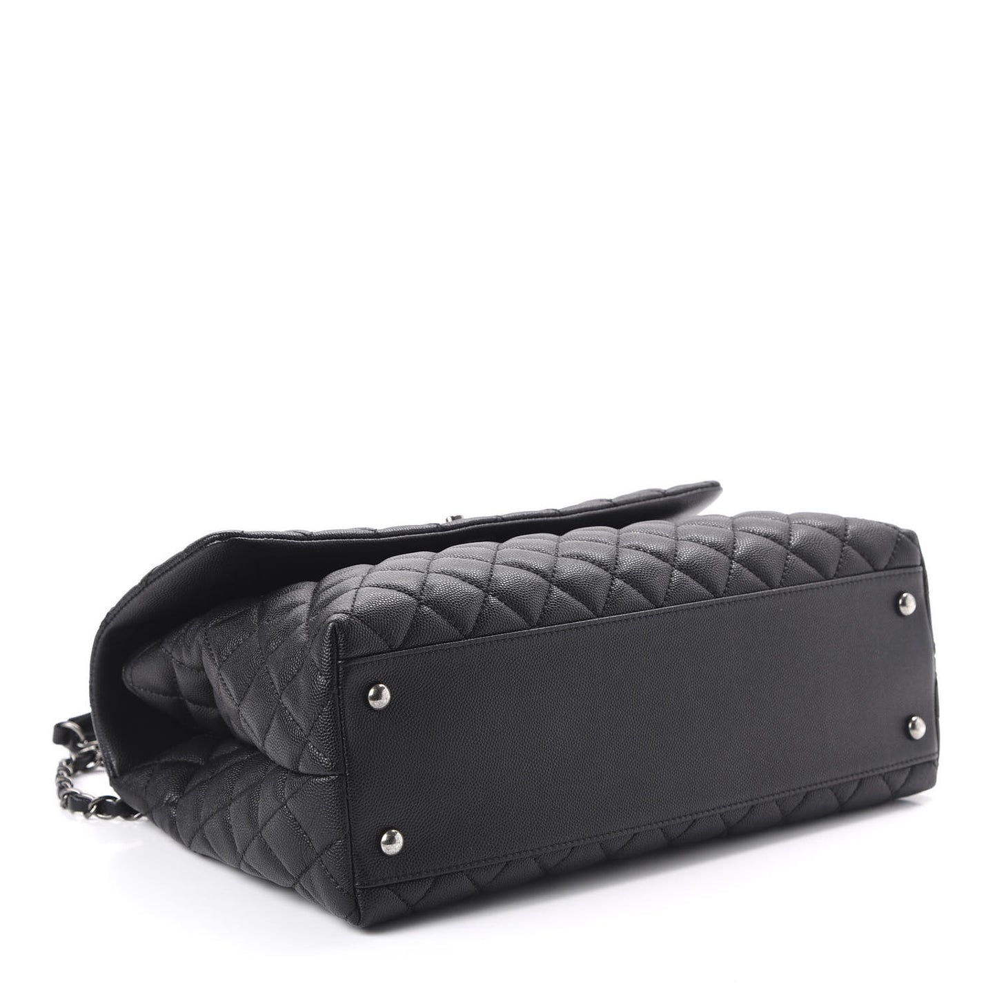 Caviar Lizard Quilted Medium Coco Handle Flap Black