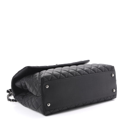 Chanel Caviar Lizard Quilted Medium Coco Handle Flap Black 4 of 11
