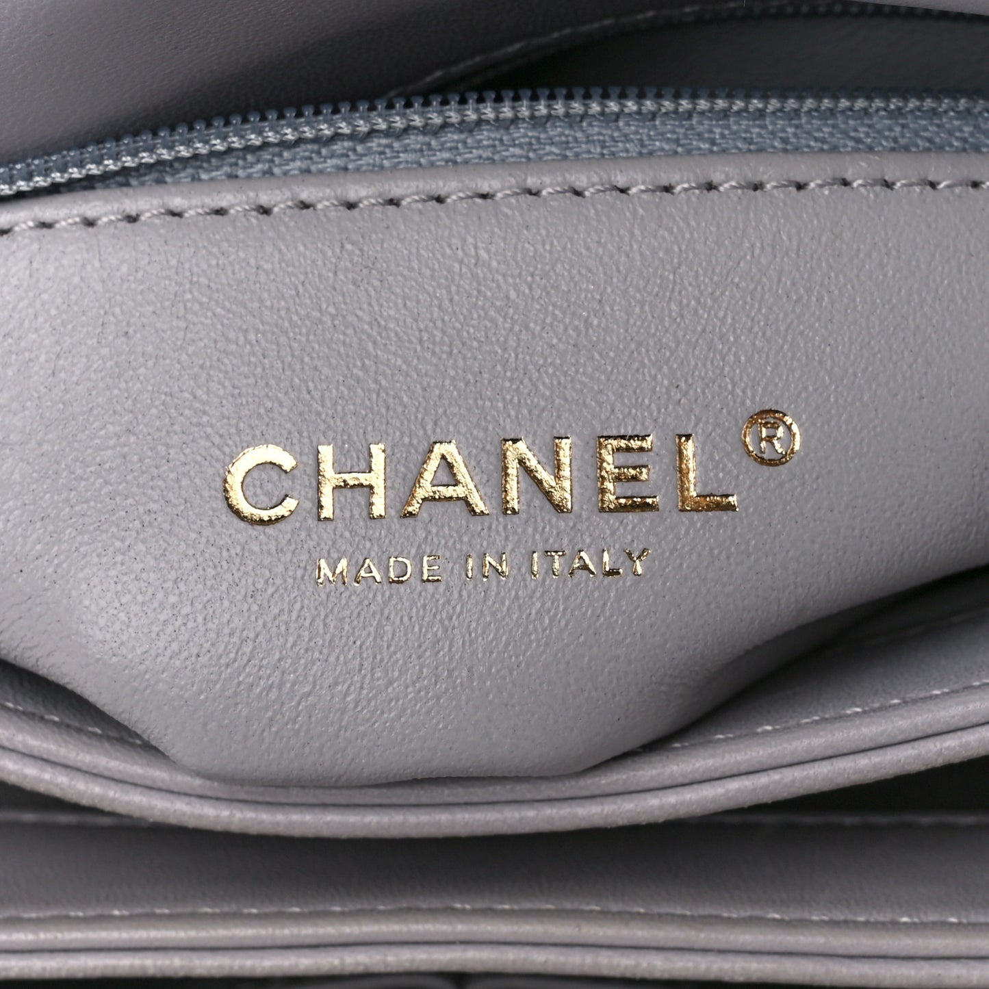 Lambskin Chevron Quilted Small Trendy CC Flap Dual Handle Bag Grey