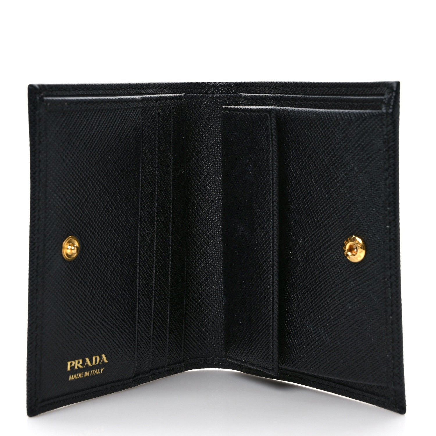Prada Saffiano Triangle Bi-Fold Wallet Black 5 of 8
