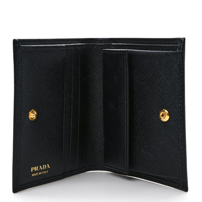 Prada Saffiano Triangle Bi-Fold Wallet Black 5 of 8