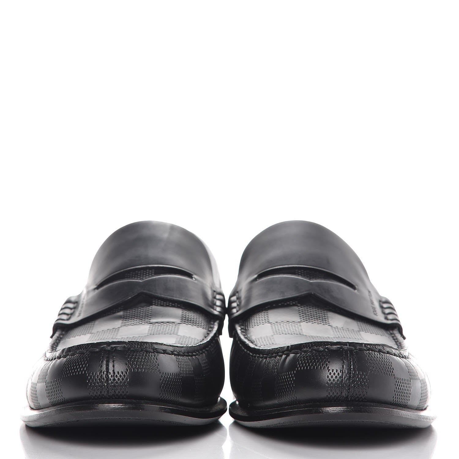 Louis Vuitton Mens Damier Infini Santiago Loafers 8 Black 2 of 8