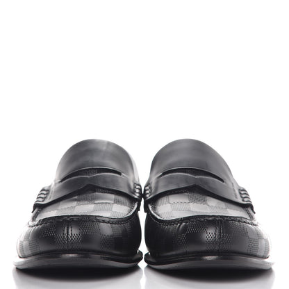 Louis Vuitton Mens Damier Infini Santiago Loafers 8 Black 2 of 8
