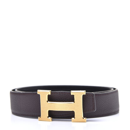 Hermes Box Togo 32mm H Belt 80 Black Chocolate 1 of 7
