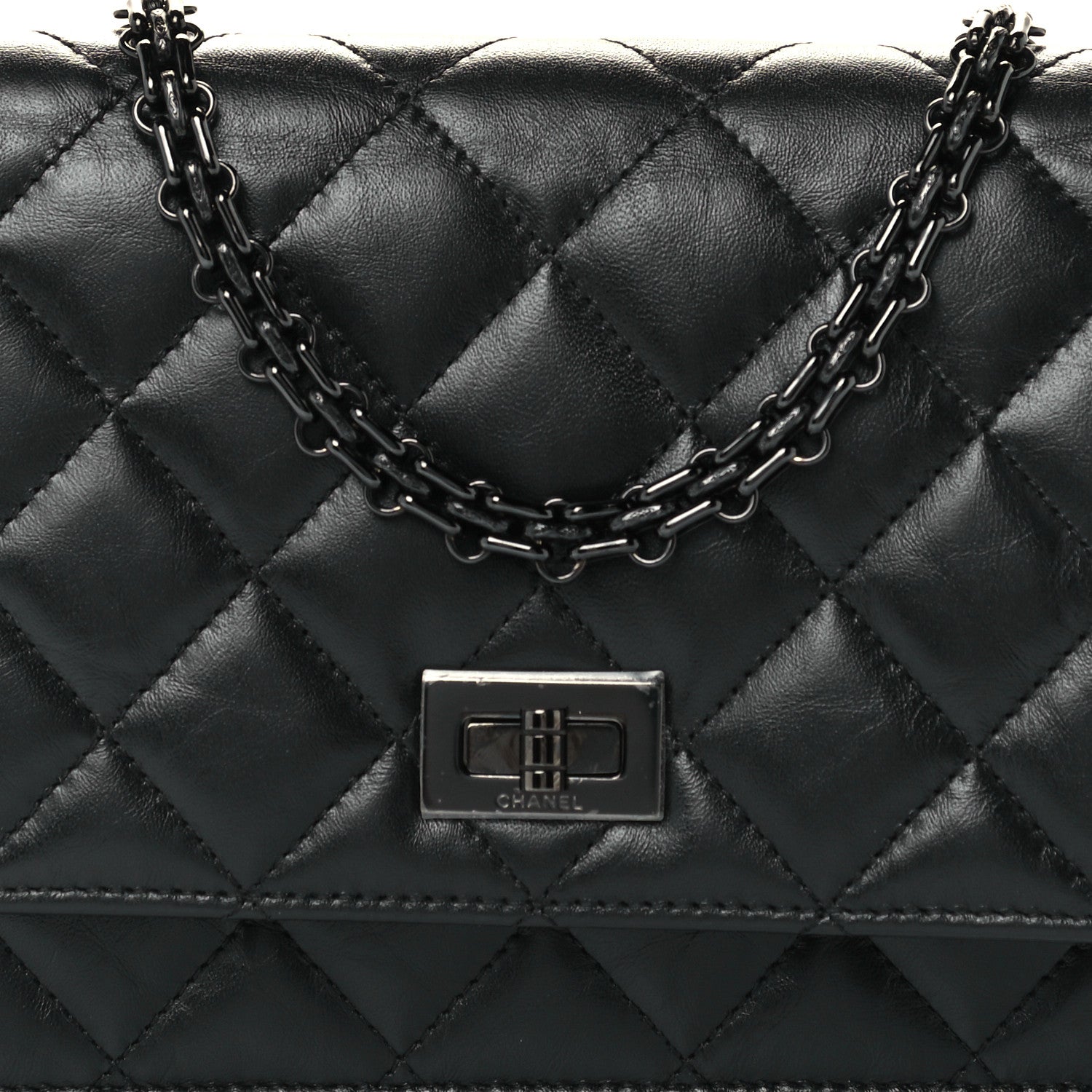 Chanel Aged Calfskin Quilted Reissue Wallet On Chain WOC So Black 9 of 11