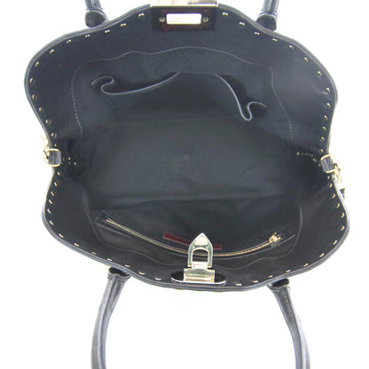 Valentino Garavani Vitello Rockstud Dome Satchel Black 6 of 9