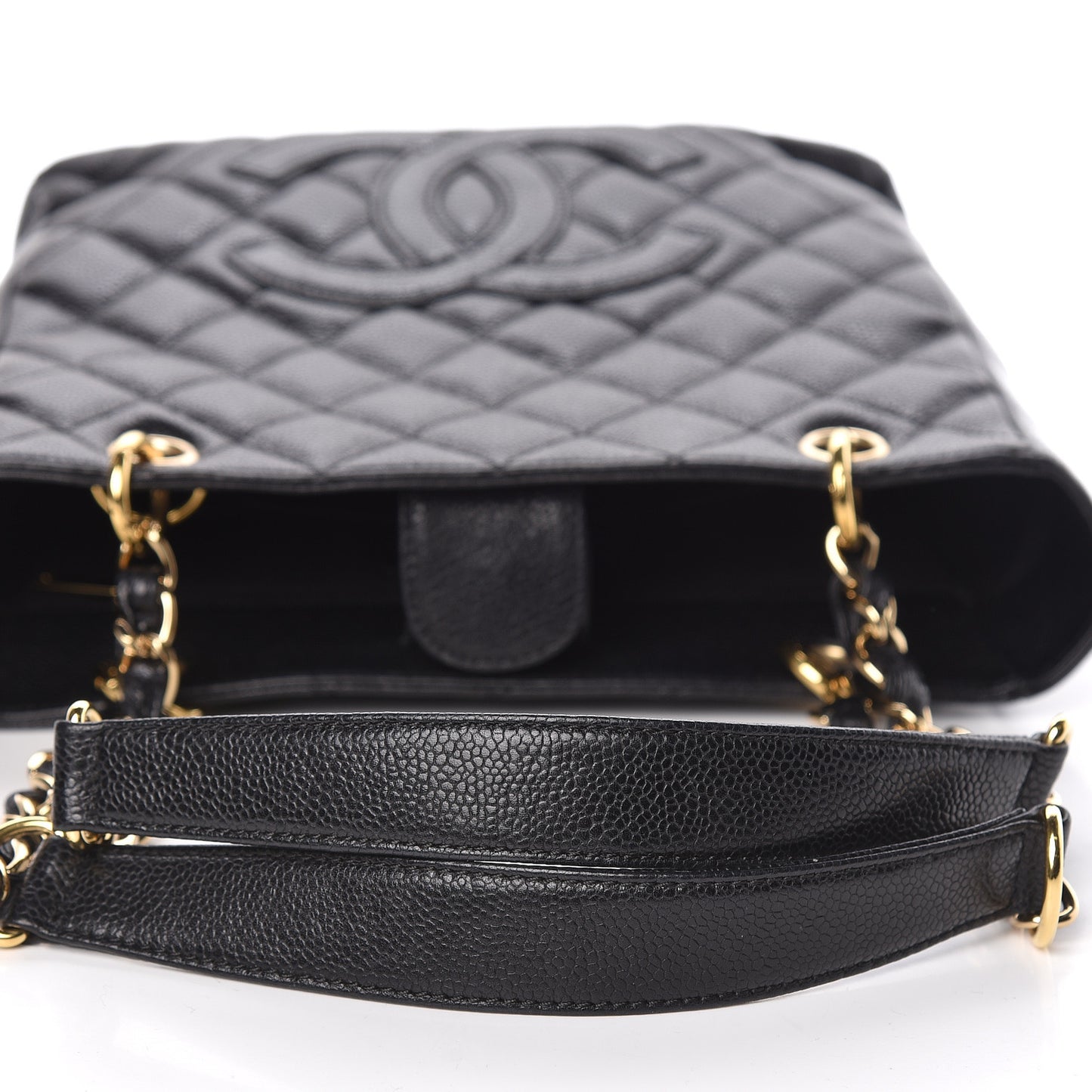 Caviar Quilted Petit Shopping Tote PST Black