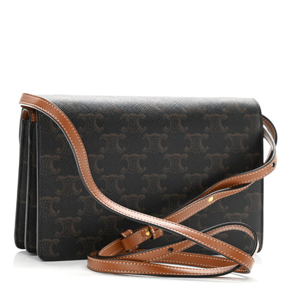 Celine Triomphe Canvas Lambskin Wallet On Strap Tan 3 of 12