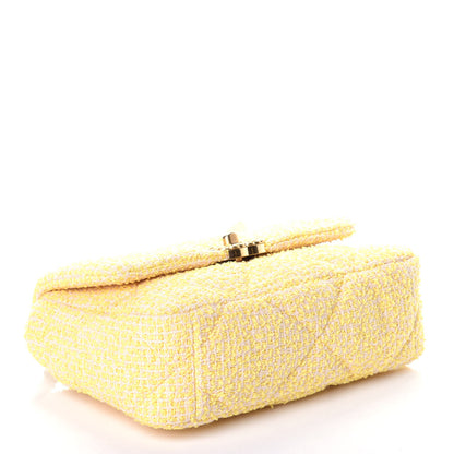 Chanel Tweed Quilted Medium Chanel 19 Flap Yellow Pink 4 of 9