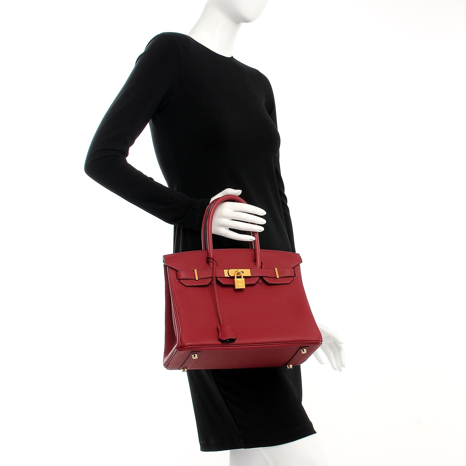 Hermes Taurillon Clemence Birkin 30 Rouge Grenat 2 of 28
