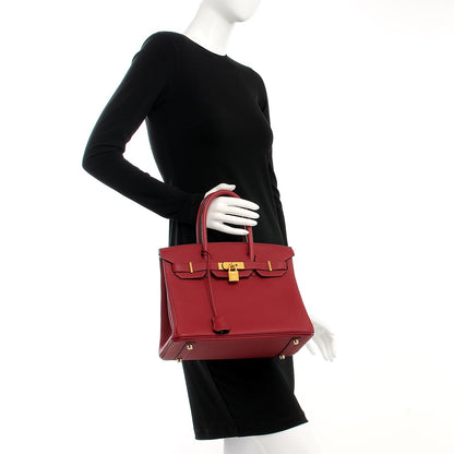 Hermes Taurillon Clemence Birkin 30 Rouge Grenat 2 of 28