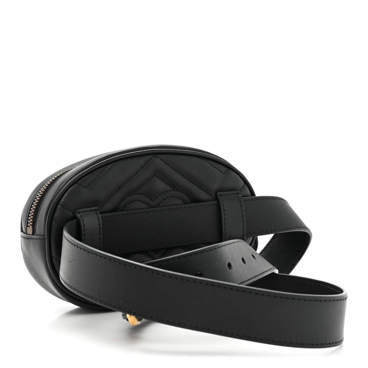 Gucci Calfskin Matelasse GG Marmont Belt Bag 95 38 Black 3 of 10