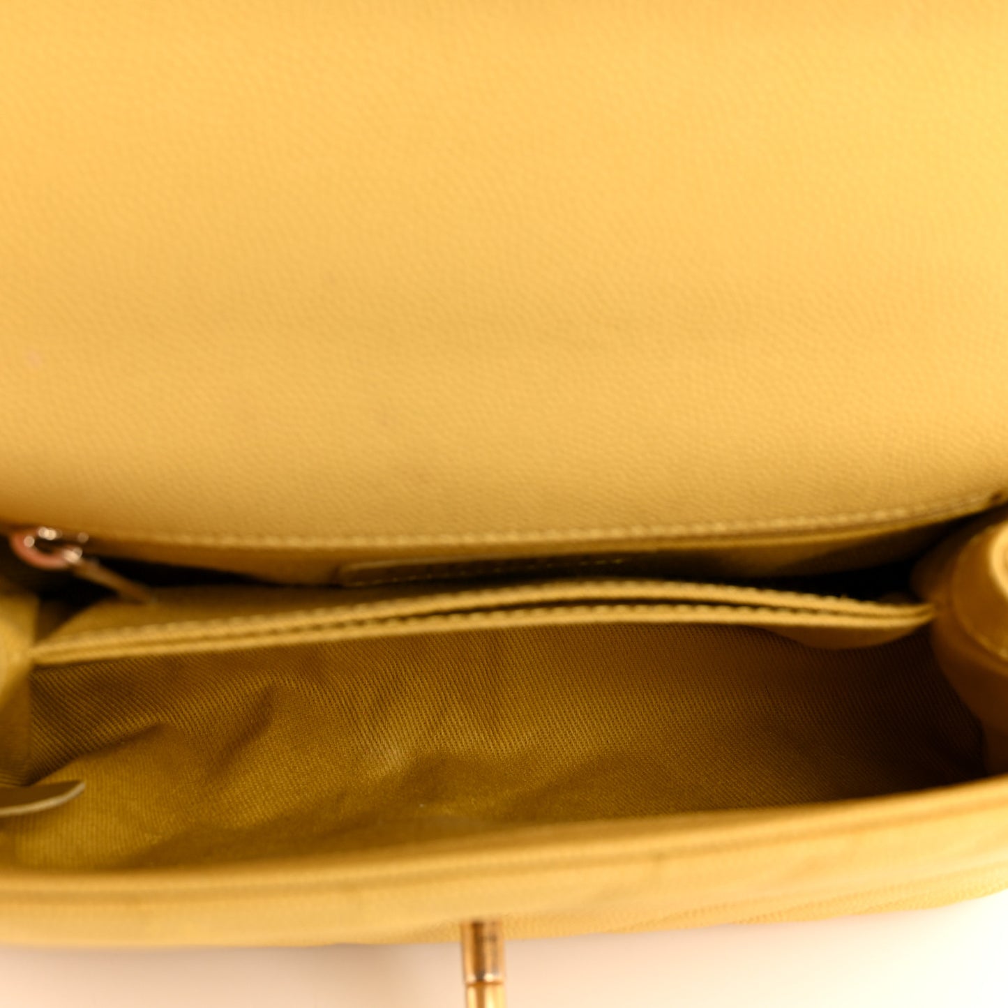 Caviar Chevron Quilted Mini Coco Handle Flap Yellow