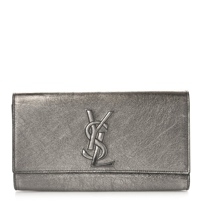 Saint Laurent Metallic Calfskin Large Belle De Jour Clutch Dark Silver 1 of 8